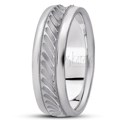 Elegant Carved Design Wedding Band  - view 2 thumbnail