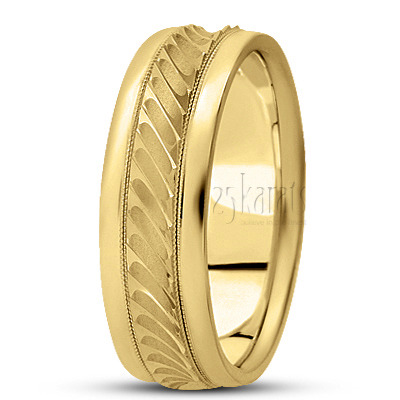 Elegant Carved Design Wedding Band  - view 3