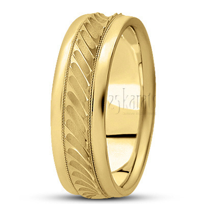 Elegant Carved Design Wedding Band  - view 3 thumbnail