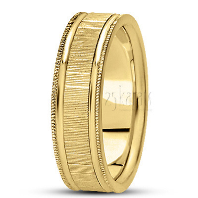 Modern Carved Design Wedding Band  - view 3 thumbnail
