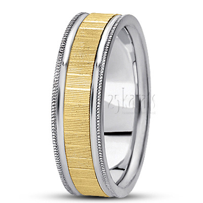 Modern Carved Design Wedding Band  - main view