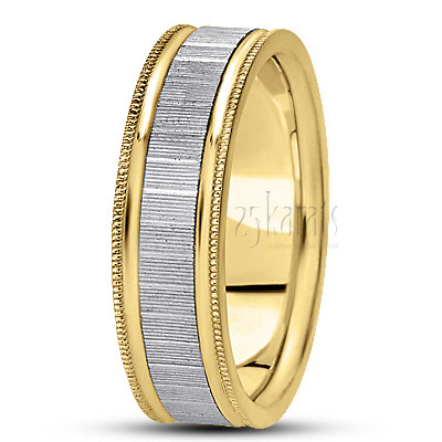 Modern Carved Design Wedding Band  - view 4