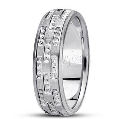 Grooved Basic Carved Wedding Band  1 - view 2