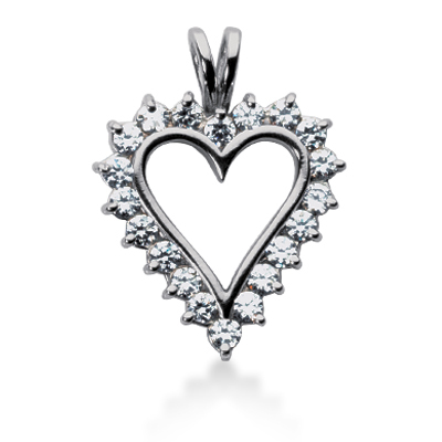 2.00ct Round Cut Prong Set Diamond Heart Shape Pendant - view 1
