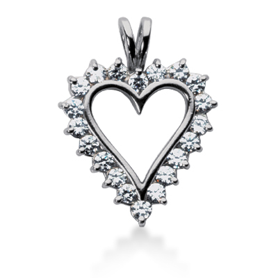 2.00ct Round Cut Prong Set Diamond Heart Shape Pendant - view 1 of 1