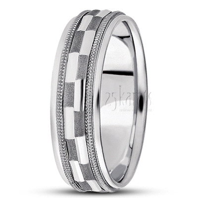 Contemporary Carved Design Wedding Band  - view 2