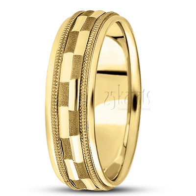 Contemporary Carved Design Wedding Band  - view 3 thumbnail