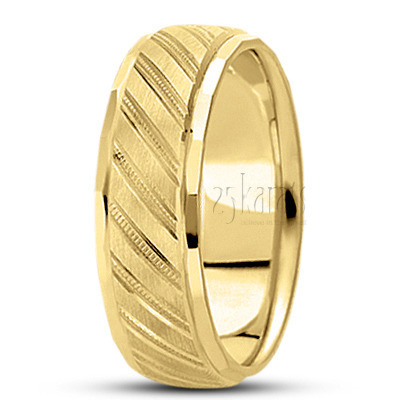 Diagonal Cut Carved Design Wedding Band  - view 3 thumbnail