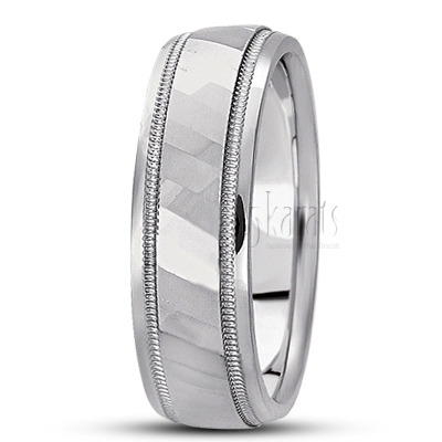 High Polished Carved Design Wedding Ring  - view 2