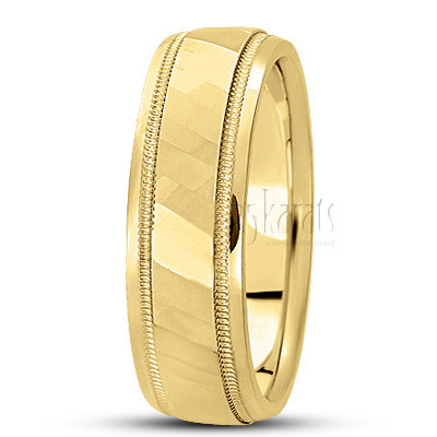 High Polished Carved Design Wedding Ring  - view 3 thumbnail