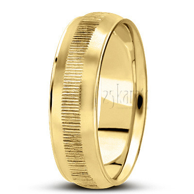 Grooved Carved Design Wedding Ring  - view 3 thumbnail