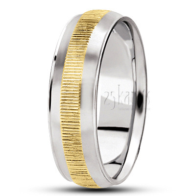 Grooved Carved Design Wedding Ring  - main view