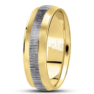 Grooved Carved Design Wedding Ring  - view 4