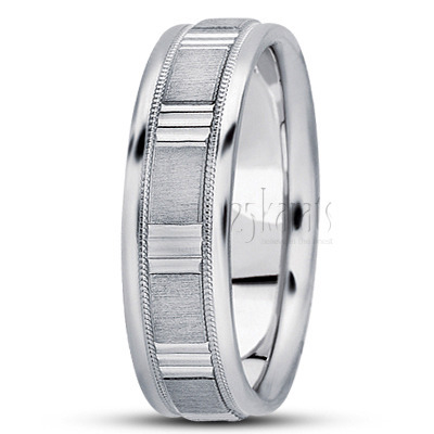 Triple-Cut Carved Design Wedding Band  - view 2 thumbnail
