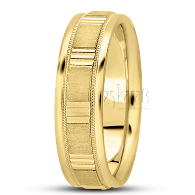 Triple-Cut Carved Design Wedding Band  - view 3