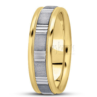 Triple-Cut Carved Design Wedding Band  - view 4