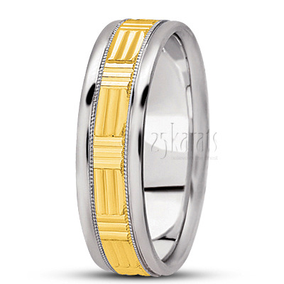 Incised Diamond Cut Wedding Ring  - view 3