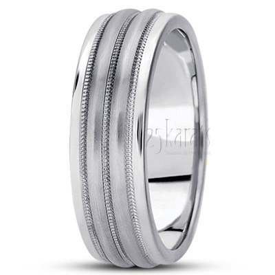 Convex Center Carved Design Wedding Band  - view 2