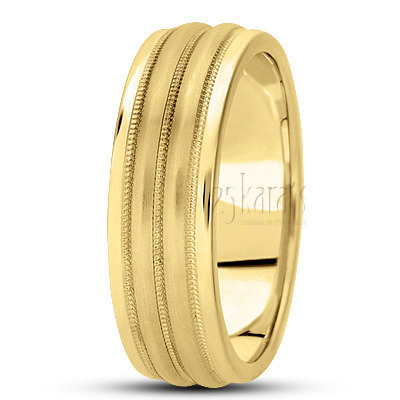 Convex Center Carved Design Wedding Band  - view 3 thumbnail