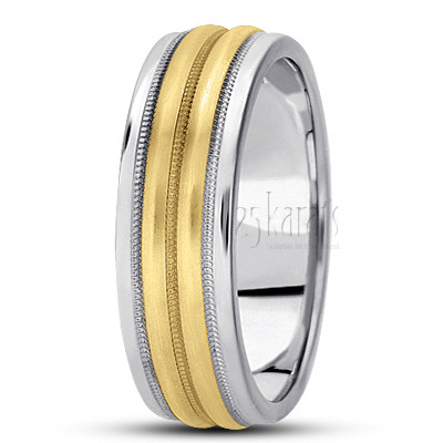 Convex Center Carved Design Wedding Band  - main view