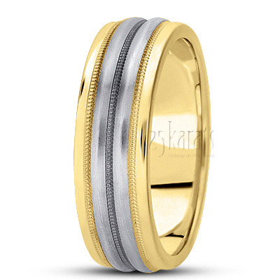 Convex Center Carved Design Wedding Band  - view 4