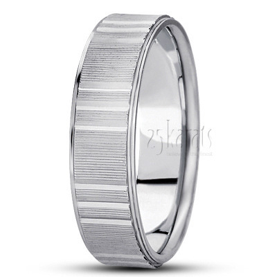Incised Diamond Carved Wedding Ring  - view 2 thumbnail