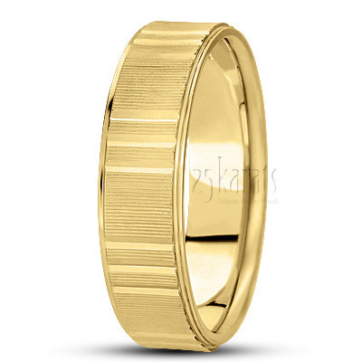 Incised Diamond Carved Wedding Ring 