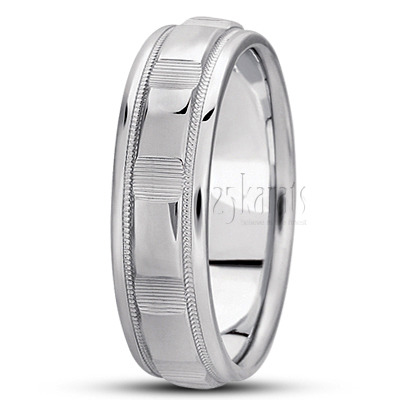 Shiny Basic Carved Wedding Band  - view 2