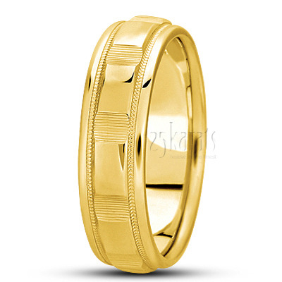 Shiny Basic Carved Wedding Band  - view 3