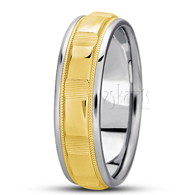 Shiny Basic Carved Wedding Band  - main view