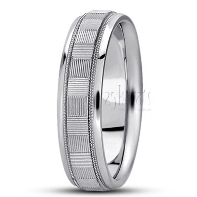 Finely Grooved Designer Wedding Band  - view 2 thumbnail