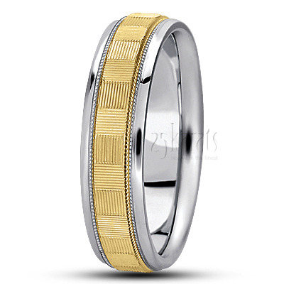 Finely Grooved Designer Wedding Band  - view 4