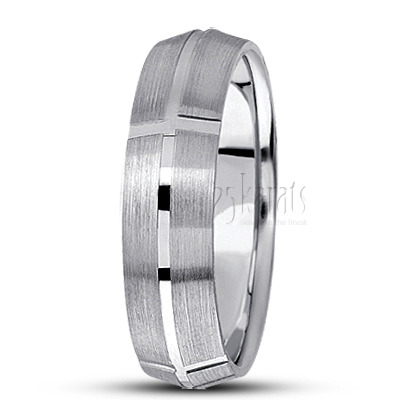 Exclusive Beveled Carved Design Wedding Band  - view 3