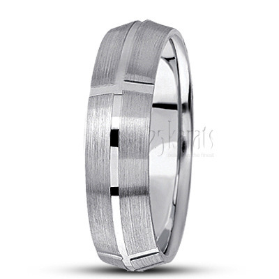 Exclusive Beveled Carved Design Wedding Band  - view 3 thumbnail