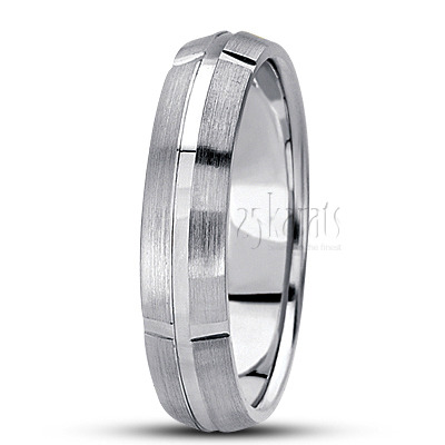 Exclusive Beveled Carved Design Wedding Band  - view 4