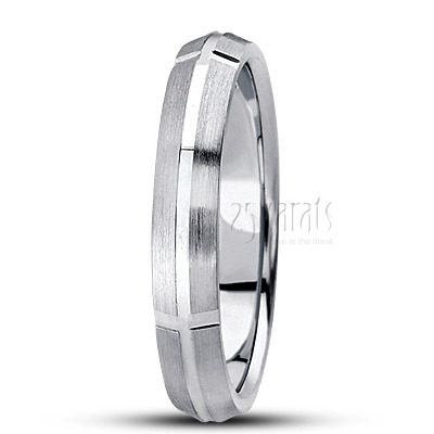 Exclusive Beveled Carved Design Wedding Band  - view 5 thumbnail