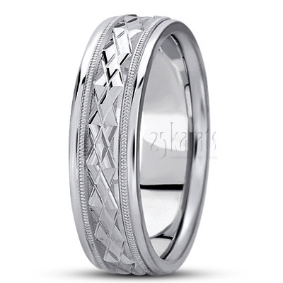 Stylish XX Diamond Carved Wedding Ring  - view 2 thumbnail