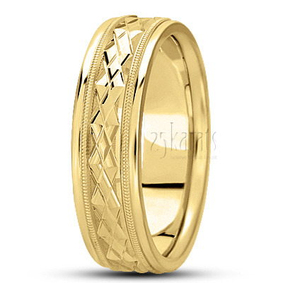 Stylish XX Diamond Carved Wedding Ring  - main view