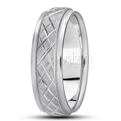 Simple Diamond Cut Wedding Band  - view 2