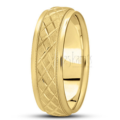 Simple Diamond Cut Wedding Band  - view 3 thumbnail