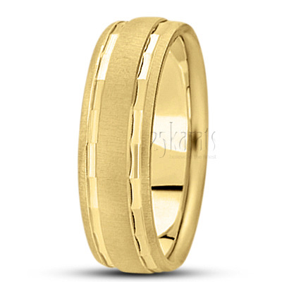 Angled Cut Carved Design Wedding Ring  1 - view 3