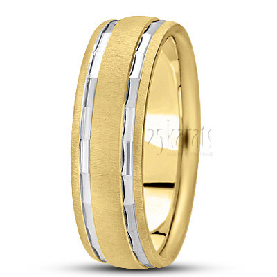 Angled Cut Carved Design Wedding Ring  1 - view 4 thumbnail