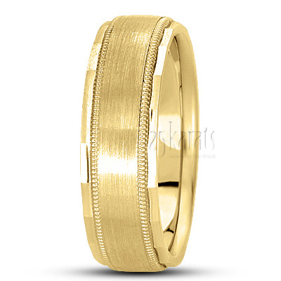 Satin Finish Carved Design Wedding Band  - view 3