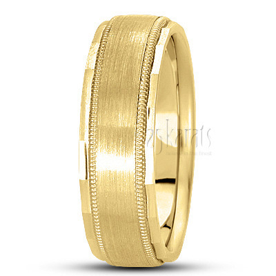 Satin Finish Carved Design Wedding Band  - view 3 thumbnail