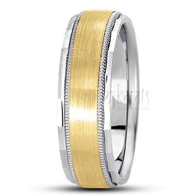 Satin Finish Carved Design Wedding Band  - view 4