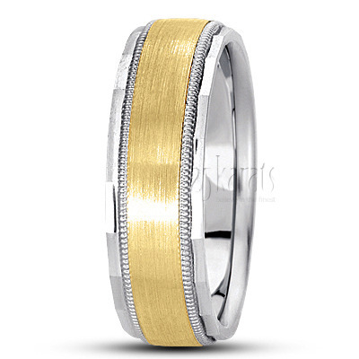 Satin Finish Carved Design Wedding Band  - view 4 thumbnail
