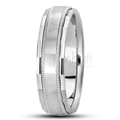 Satin Finish Carved Design Wedding Band  - view 5 thumbnail