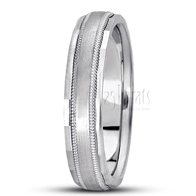 Satin Finish Carved Design Wedding Band  - view 6