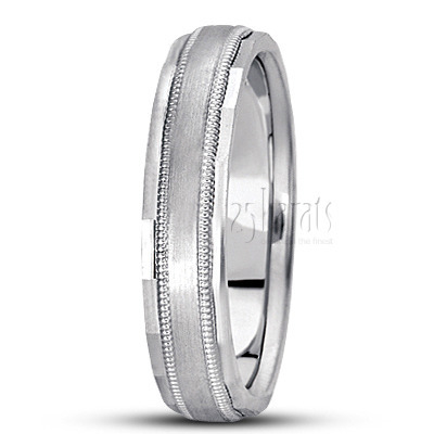 Satin Finish Carved Design Wedding Band  - view 6 thumbnail