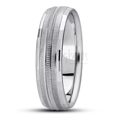 Modern Carved Design Wedding Band  1 - view 2 thumbnail
